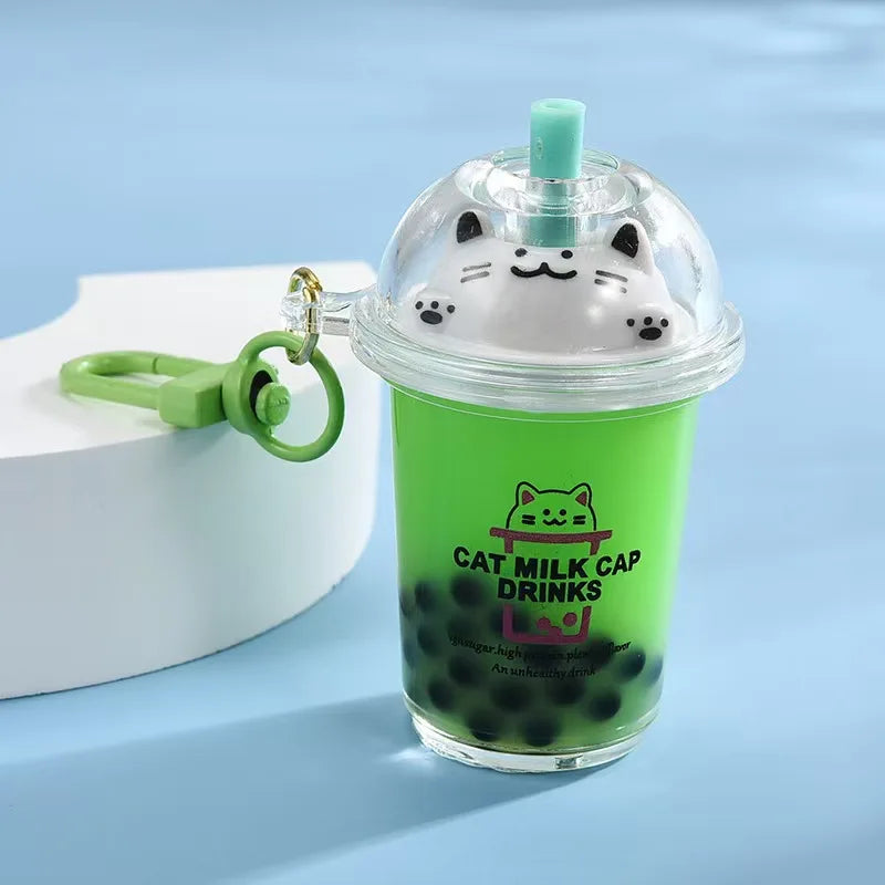 Cat Boba Milk Tea Keychain