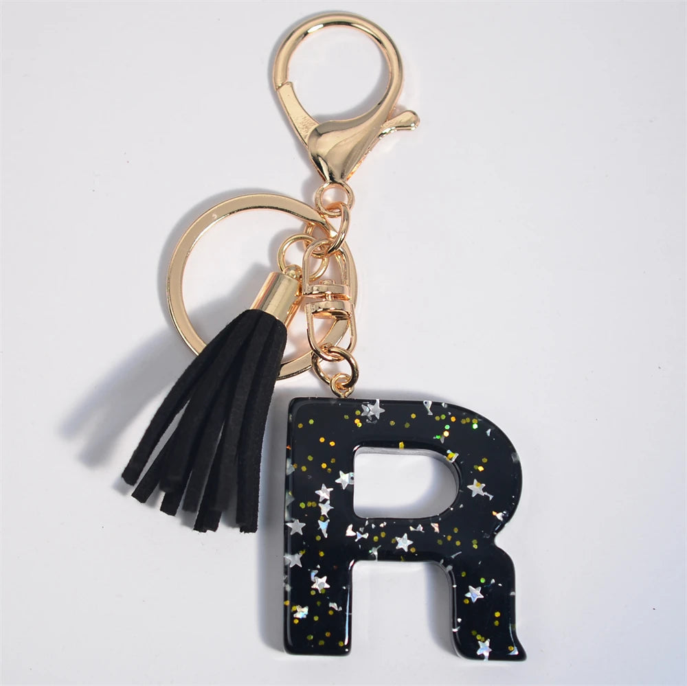 Glitter Initial Tassel Keychain (A–Z)