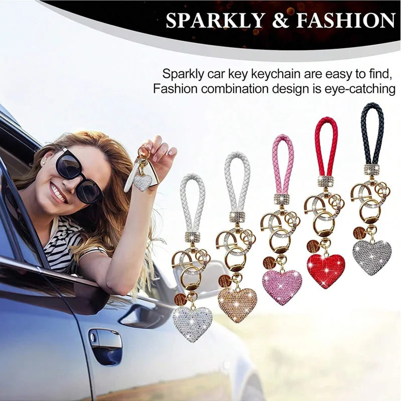 Crystal Heart Car Keychain