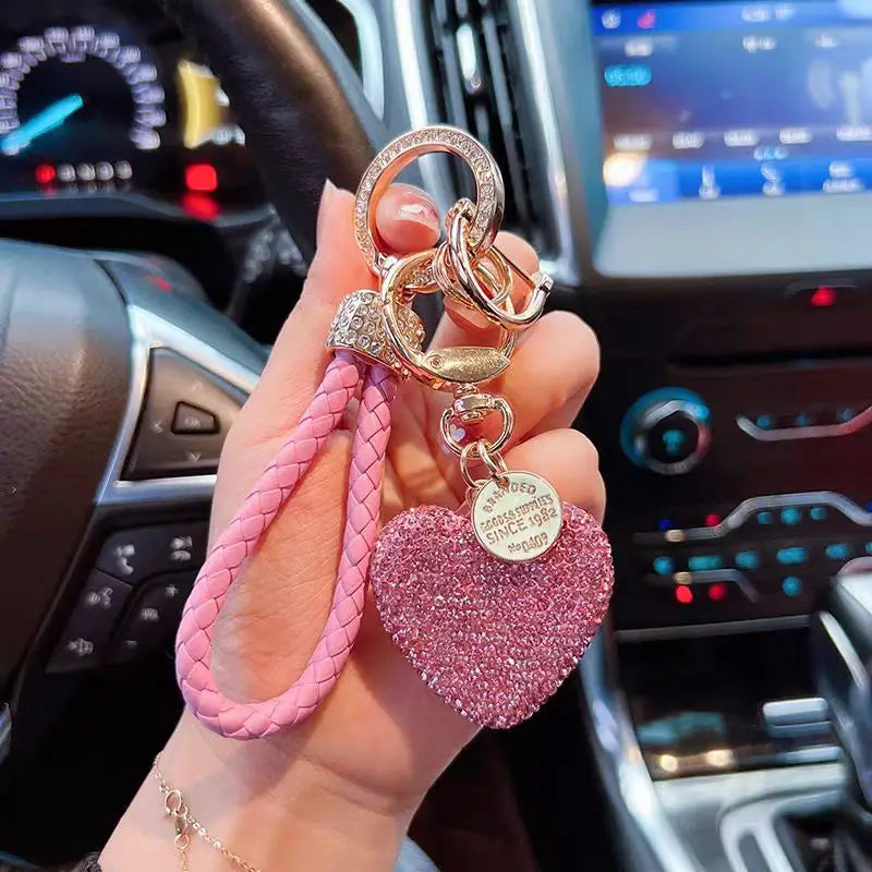 Crystal Heart Car Keychain