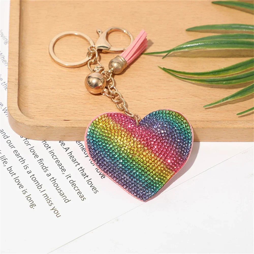 Rhinestone Heart Tassel Bag Charm