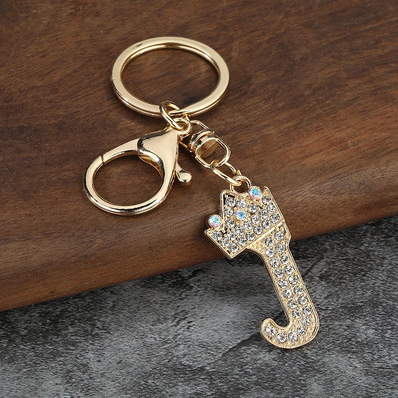 Rhinestone Initial Keychain