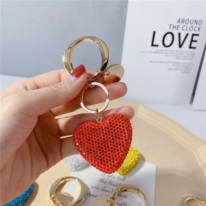 Rhinestone Heart Keychain