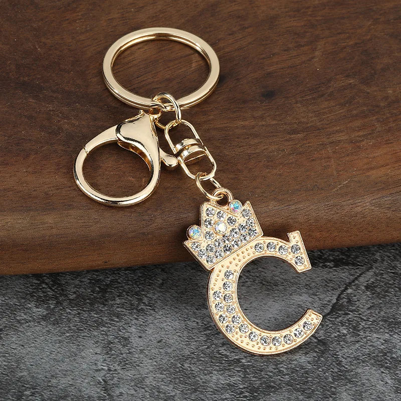 Rhinestone Initial Keychain