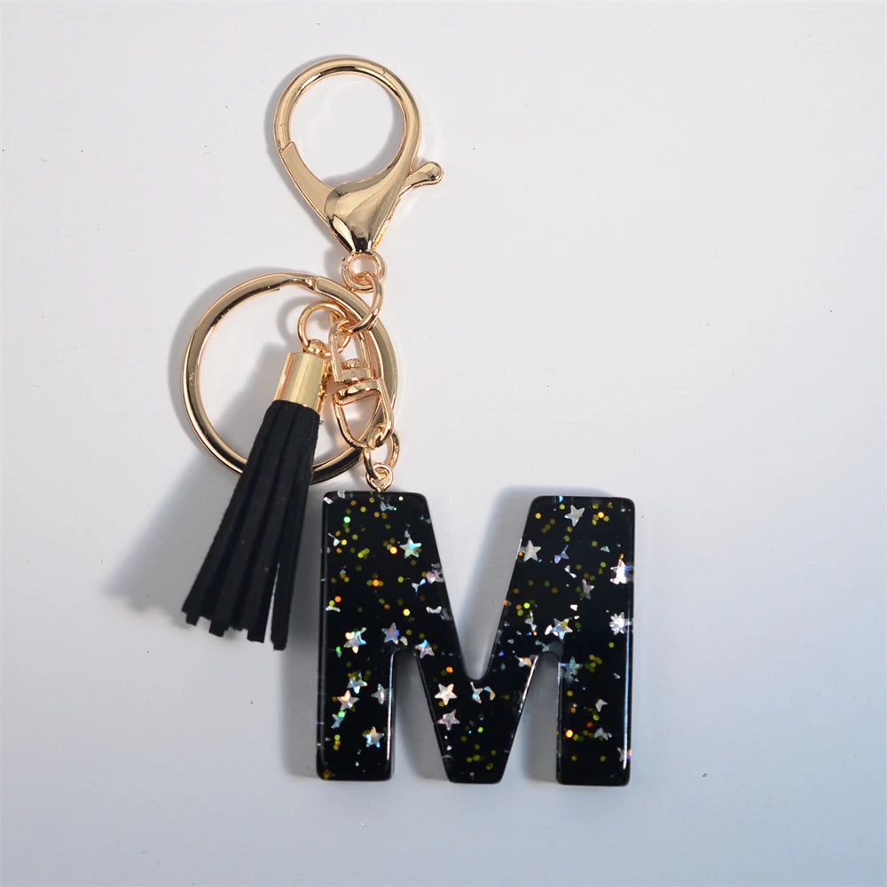 Glitter Initial Tassel Keychain (A–Z)
