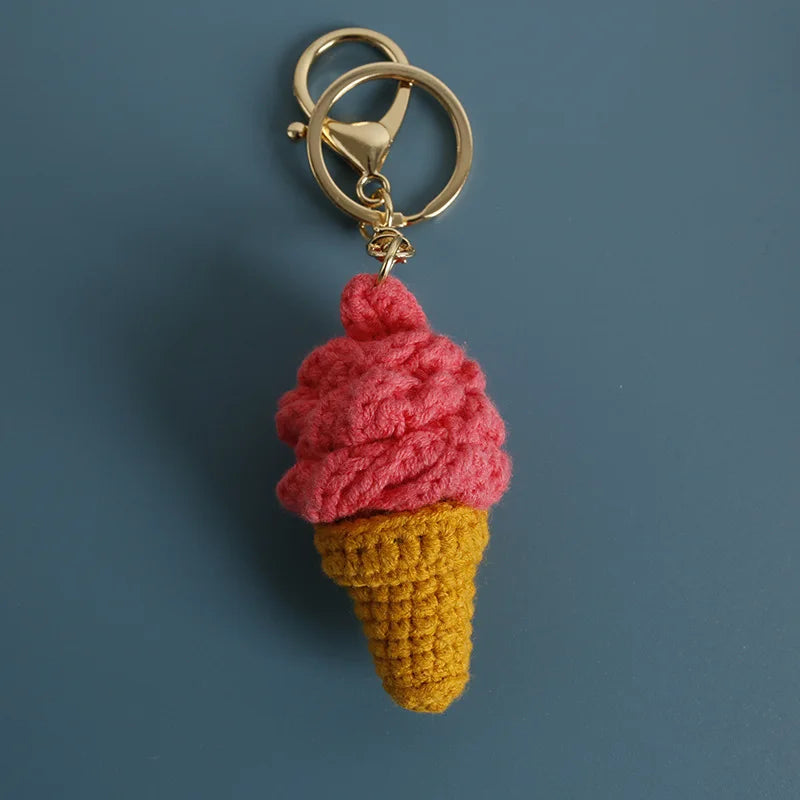 Crochet Ice Cream Cone Keychain