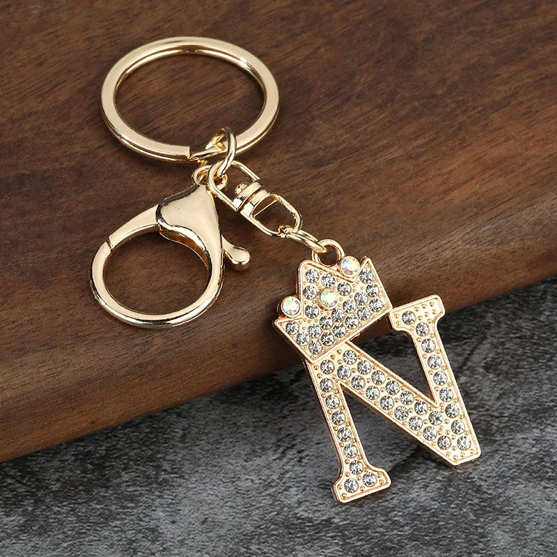 Rhinestone Initial Keychain