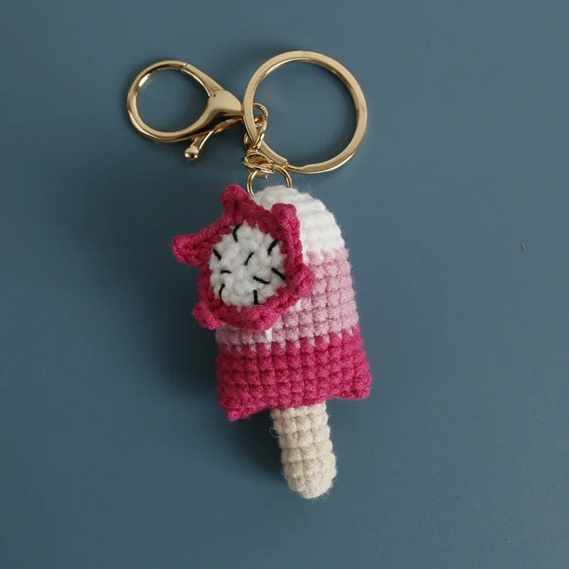 Crochet Ice Cream Cone Keychain