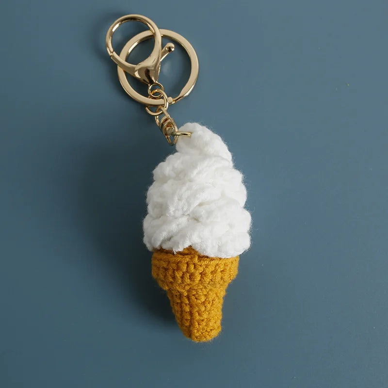 Crochet Ice Cream Cone Keychain