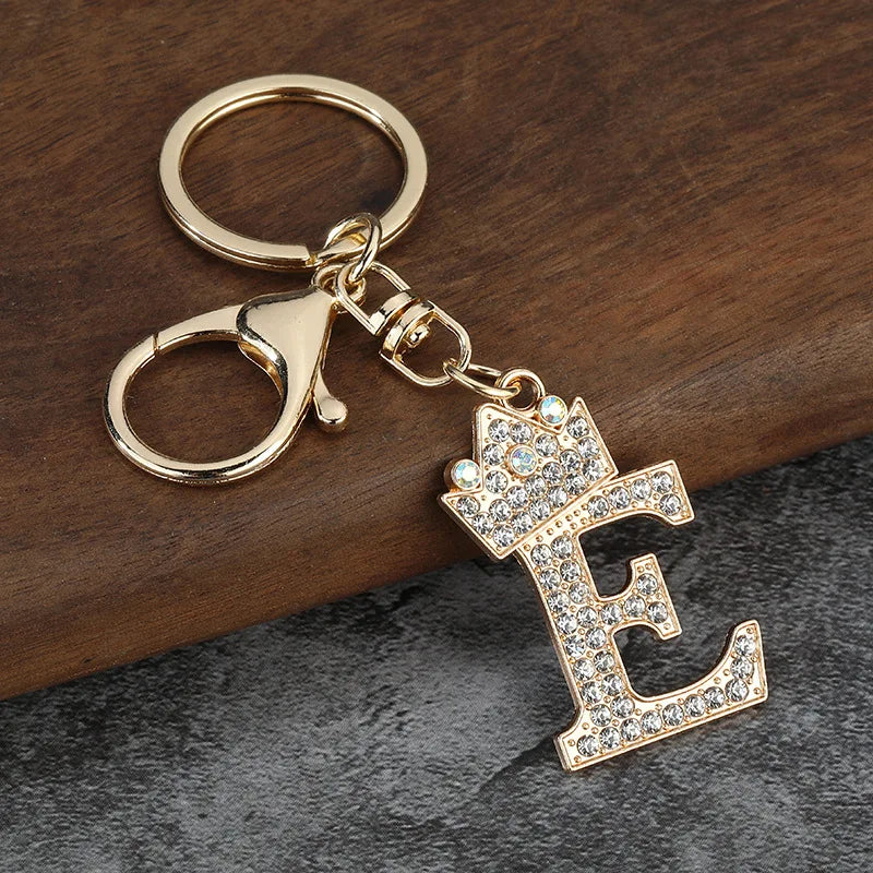 Rhinestone Initial Keychain