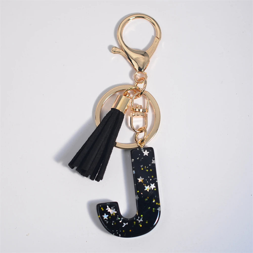 Glitter Initial Tassel Keychain (A–Z)