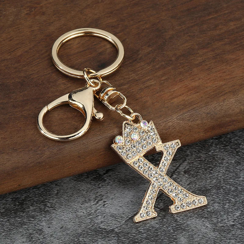 Rhinestone Initial Keychain
