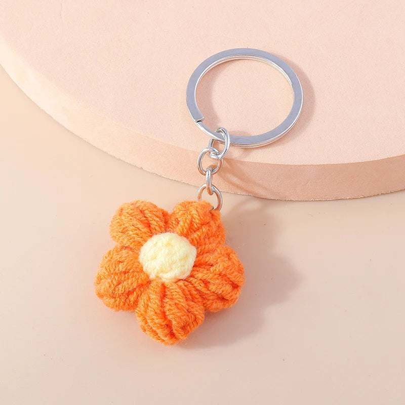 Crochet Strawberry & Daisy Keychain