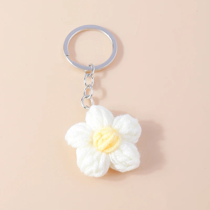 Crochet Strawberry & Daisy Keychain