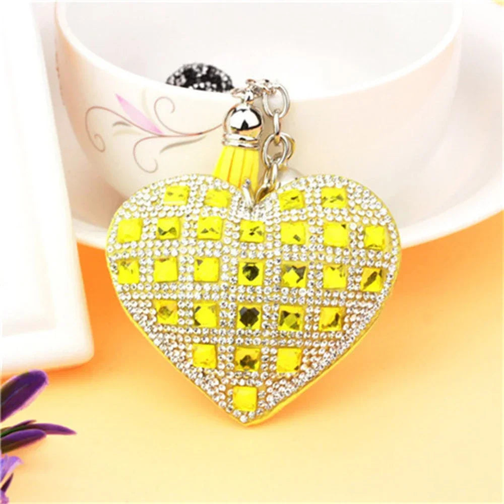 Rhinestone Heart Tassel Bag Charm