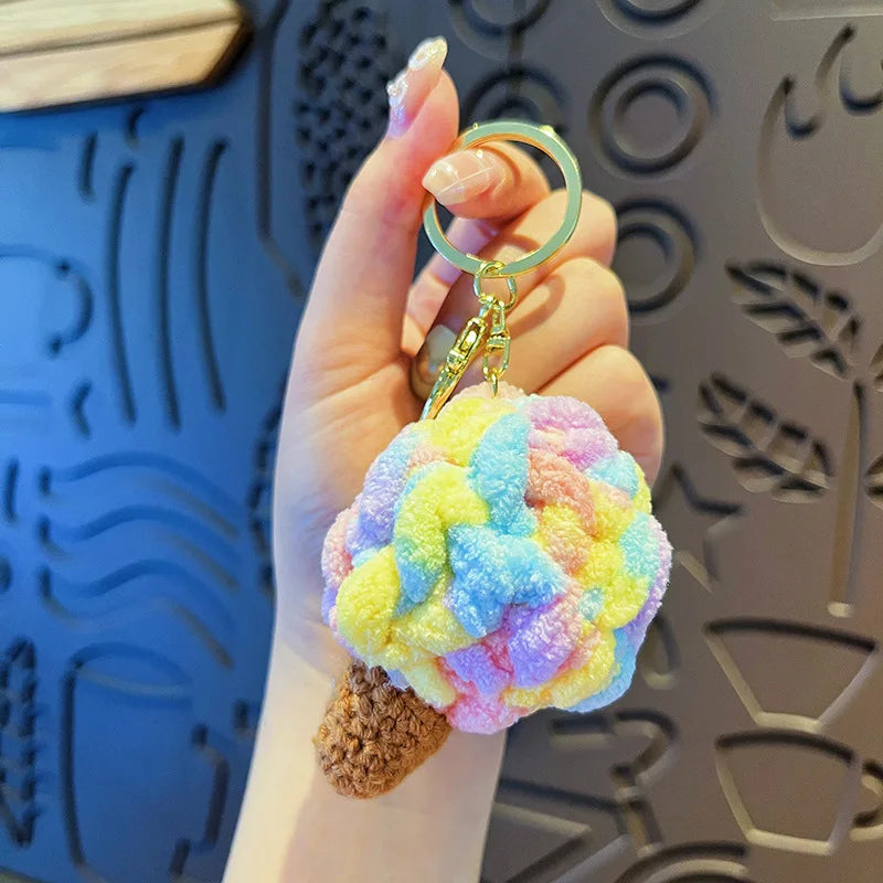 Crochet Ice Cream Cone Keychain