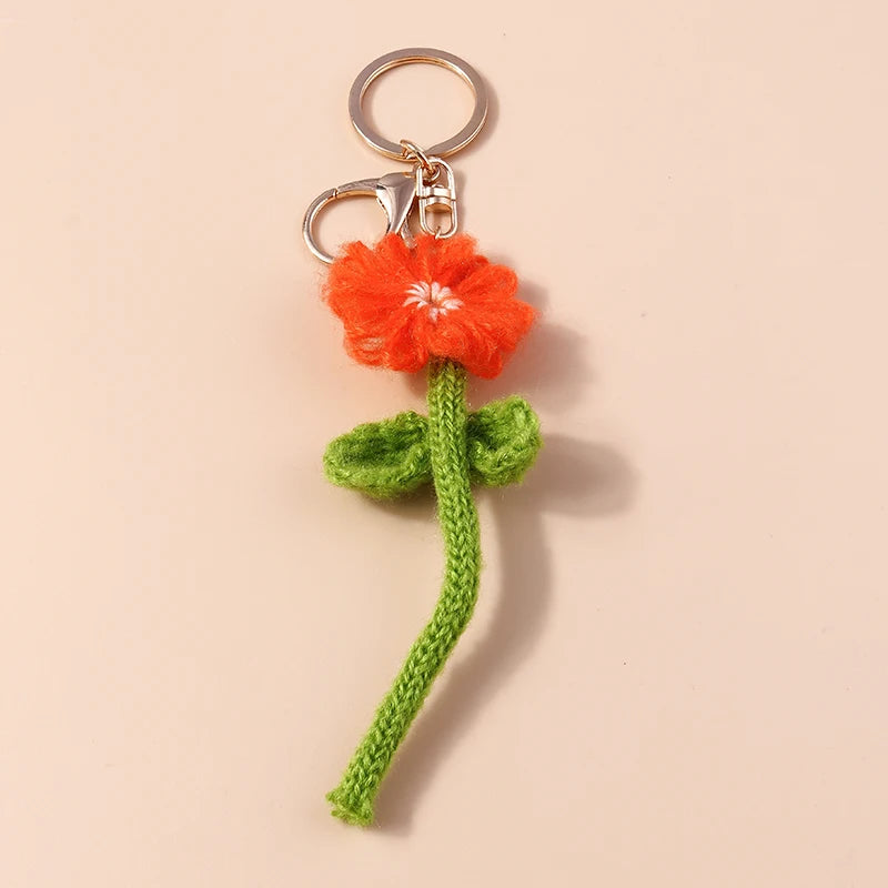 Crochet Strawberry & Daisy Keychain