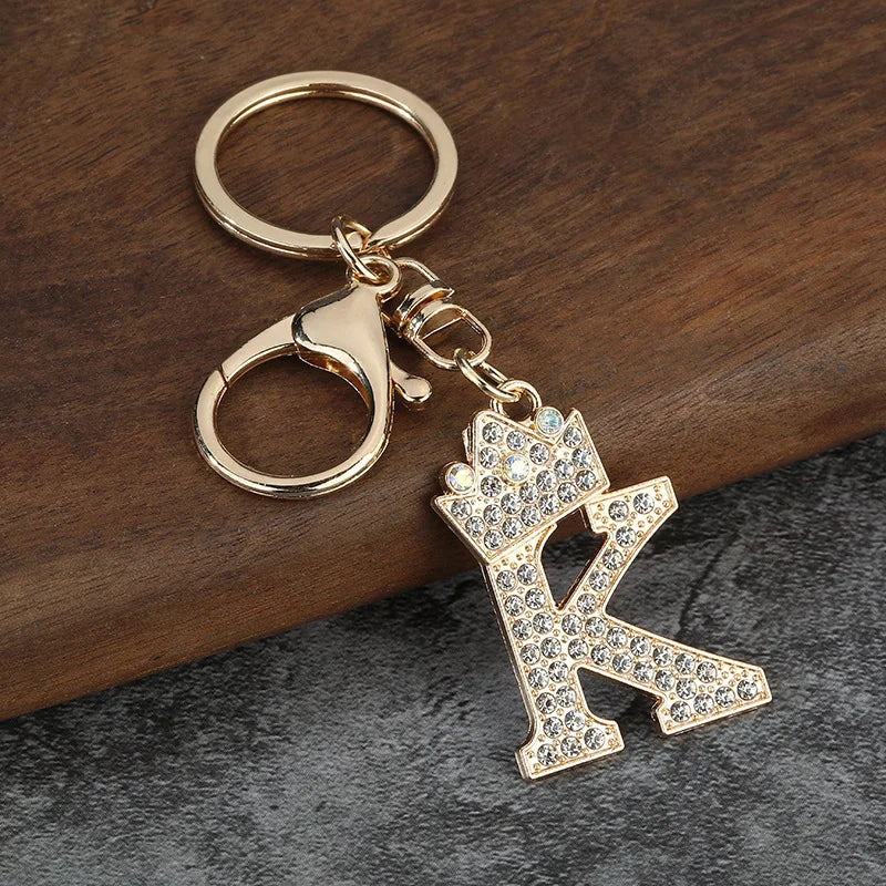 Rhinestone Initial Keychain