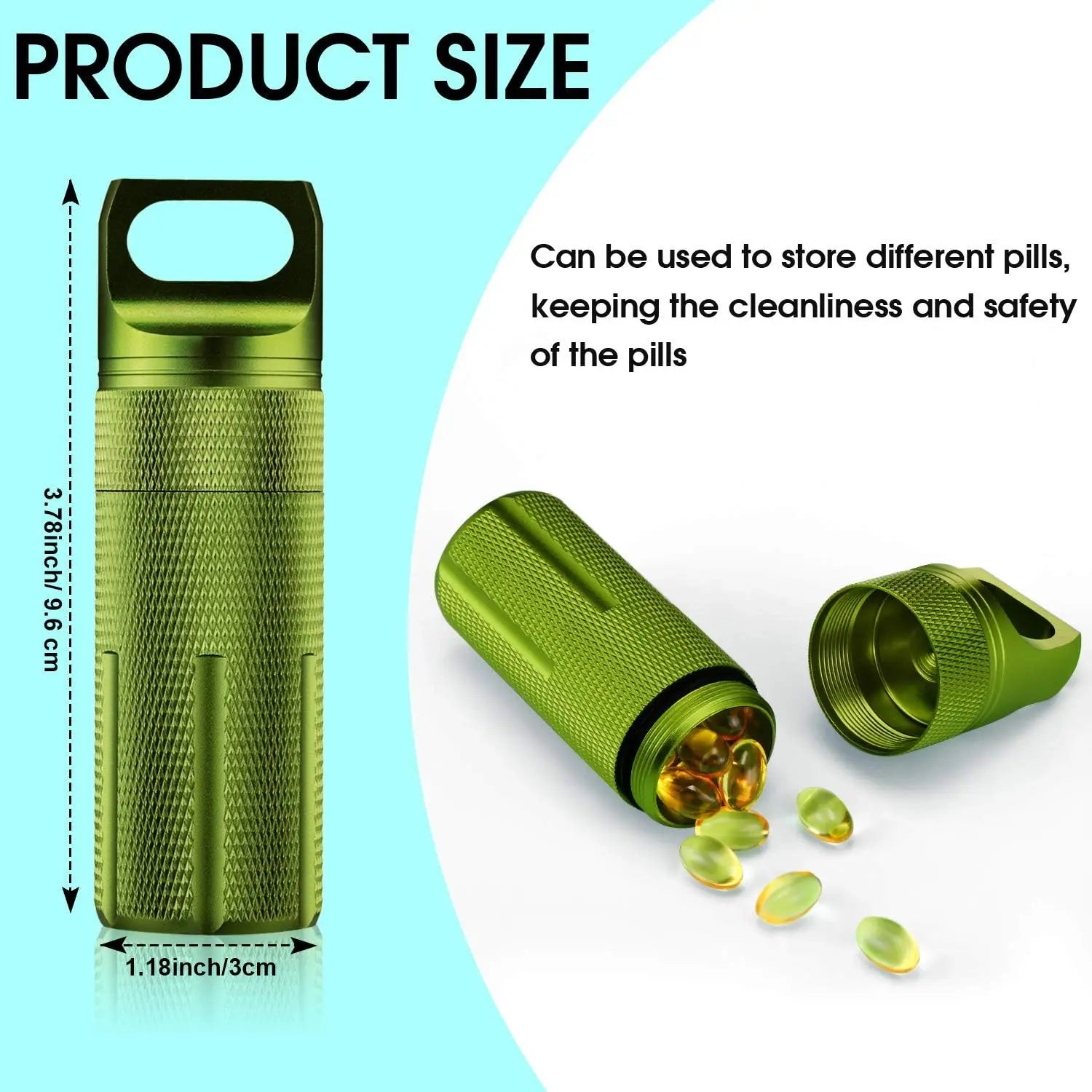 Waterproof Aluminum Pill Case Keychain