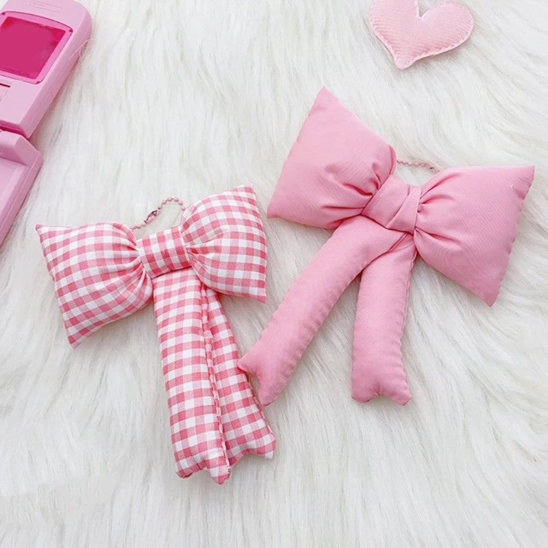 Soft cotton coquette bow bag charm keychain