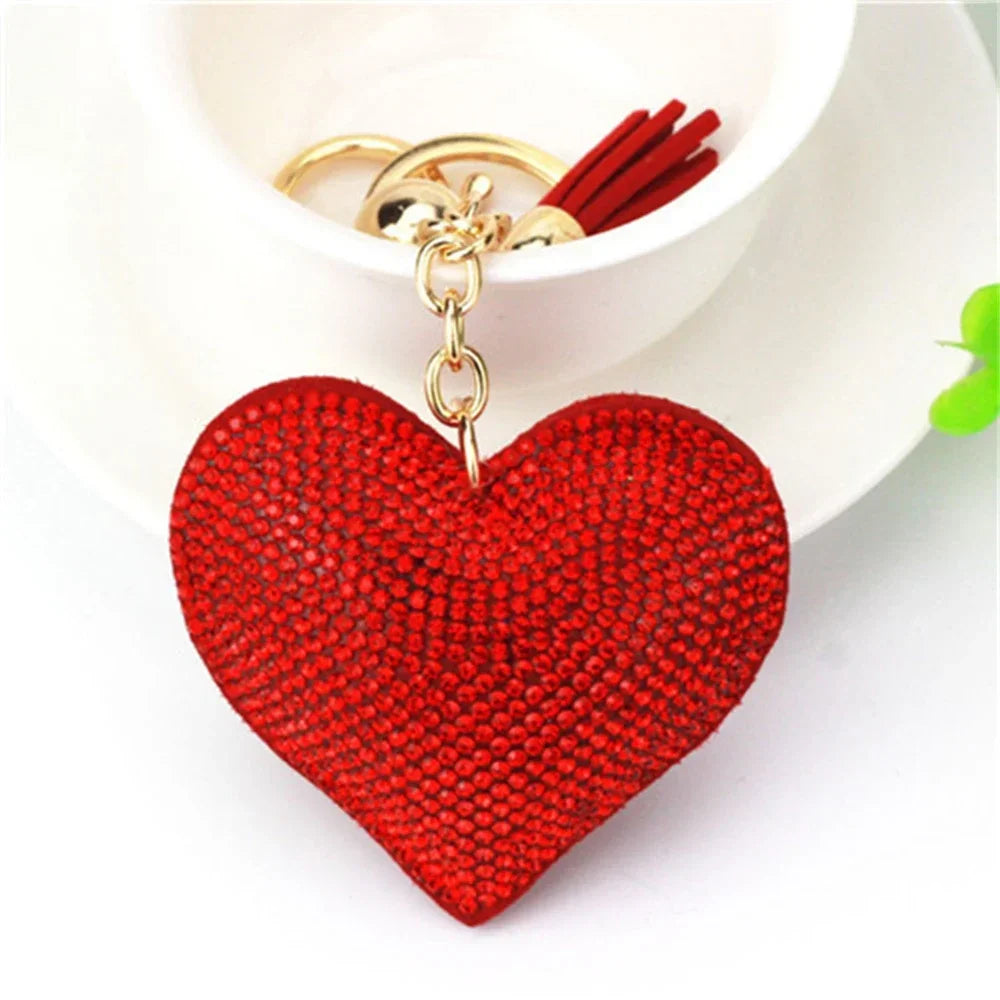 Rhinestone Heart Tassel Bag Charm
