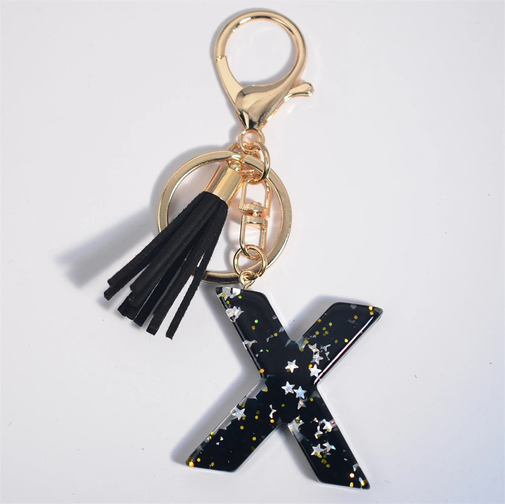 Glitter Initial Tassel Keychain (A–Z)
