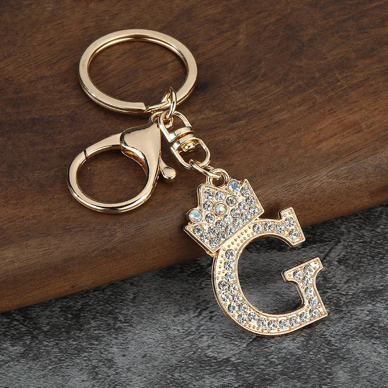 Rhinestone Initial Keychain