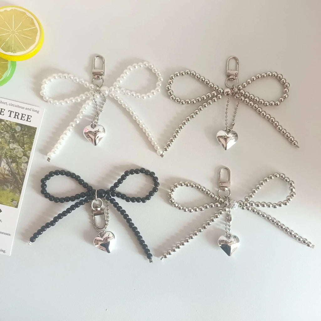 Pearl & Lace Bow Bag Charm