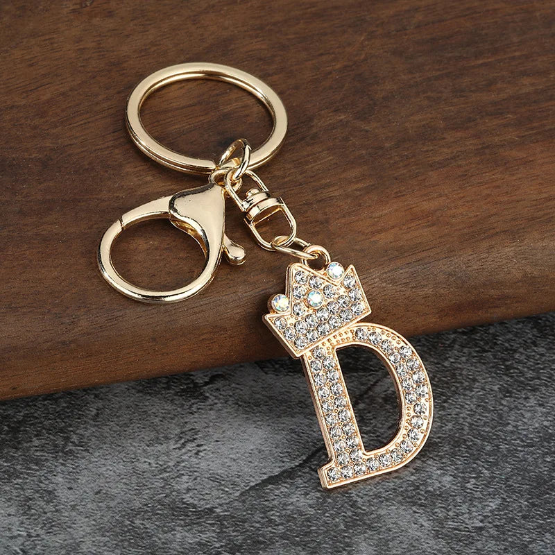 Rhinestone Initial Keychain