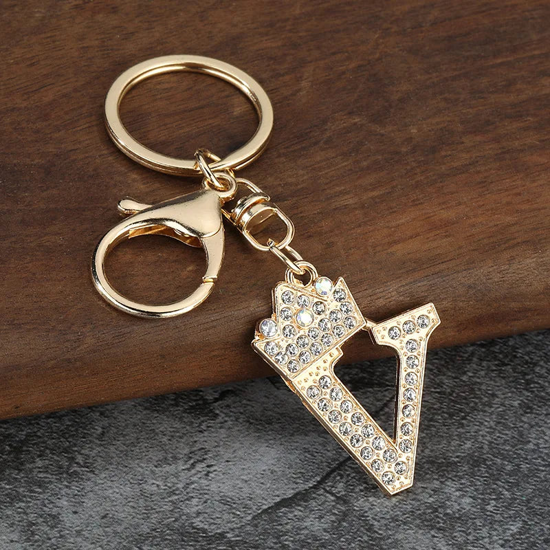 Rhinestone Initial Keychain