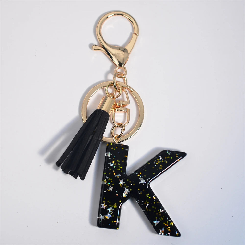 Glitter Initial Tassel Keychain (A–Z)