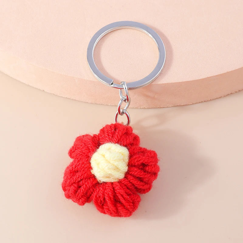 Crochet Strawberry & Daisy Keychain