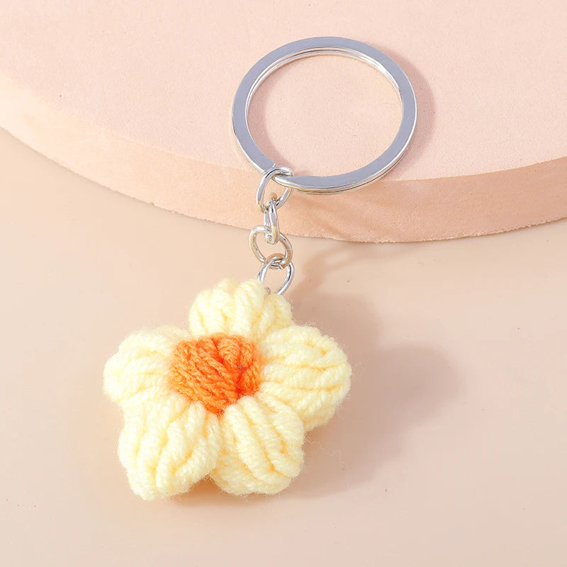 Crochet Strawberry & Daisy Keychain
