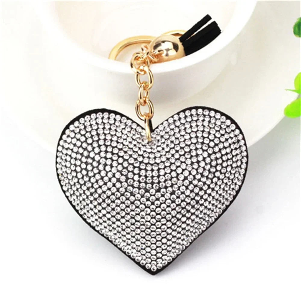 Rhinestone Heart Tassel Bag Charm