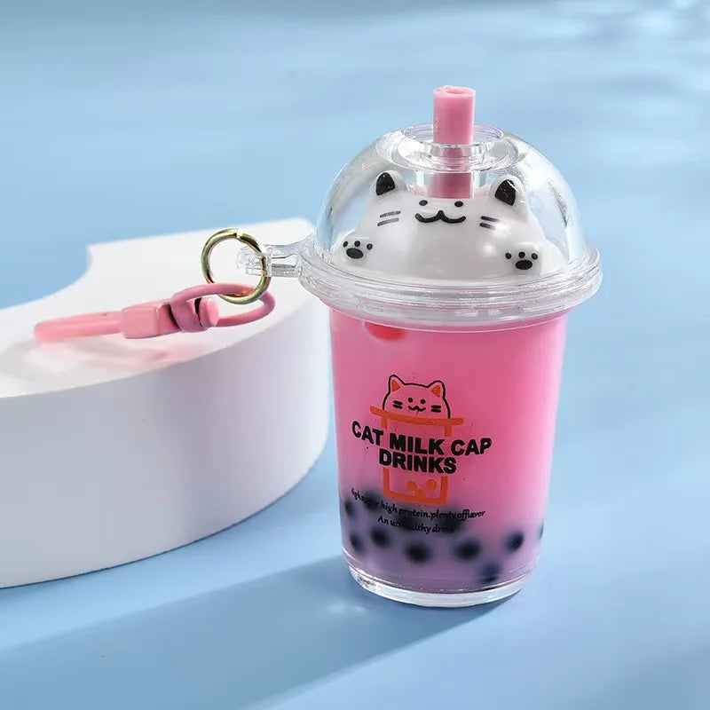 Cat Boba Milk Tea Keychain