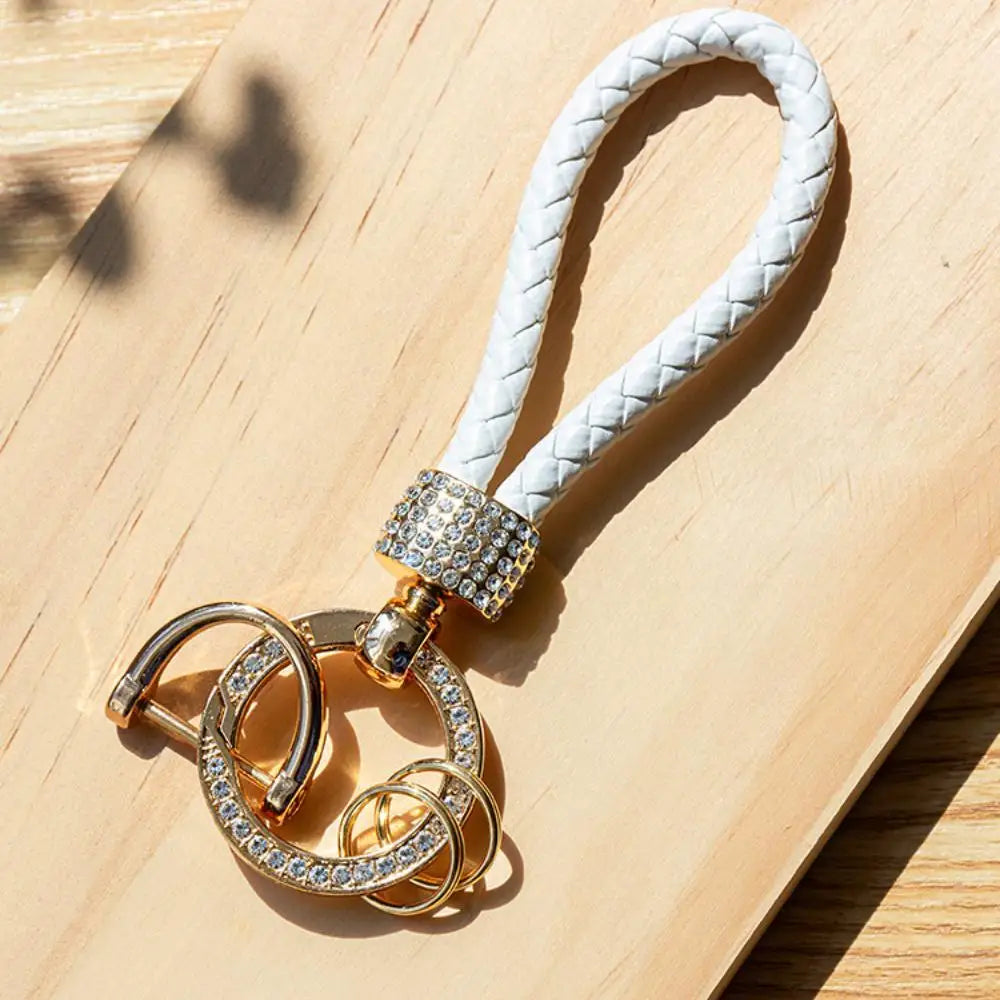 Braided Rhinestone Wristlet Keychain