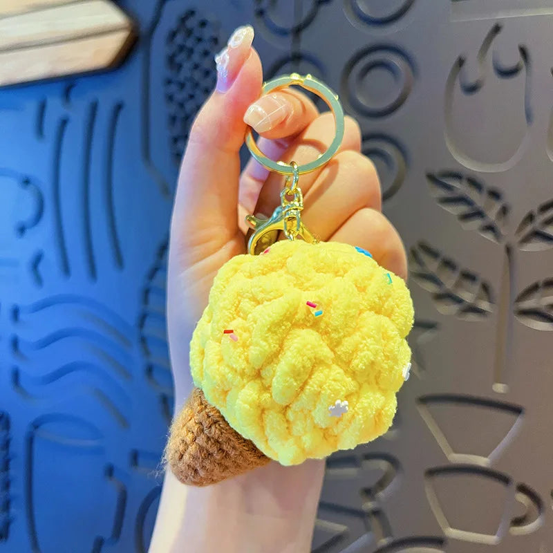 Crochet Ice Cream Cone Keychain