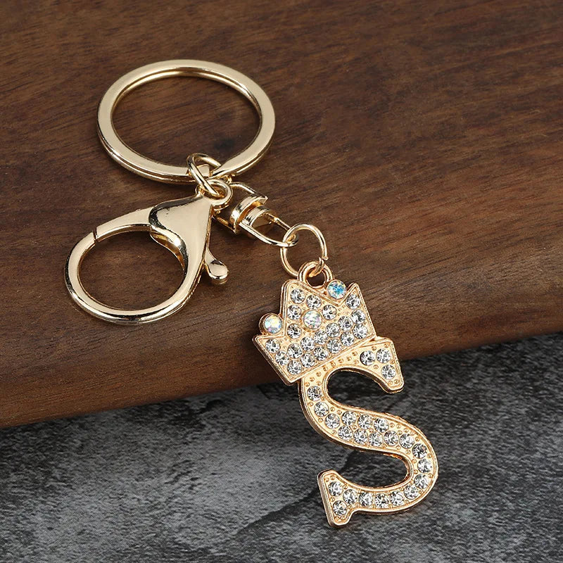 Rhinestone Initial Keychain