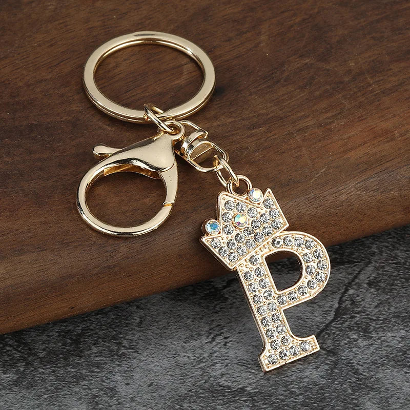 Rhinestone Initial Keychain