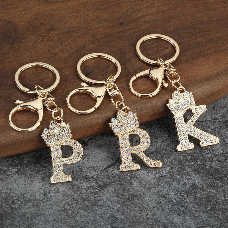 Rhinestone Initial Keychain