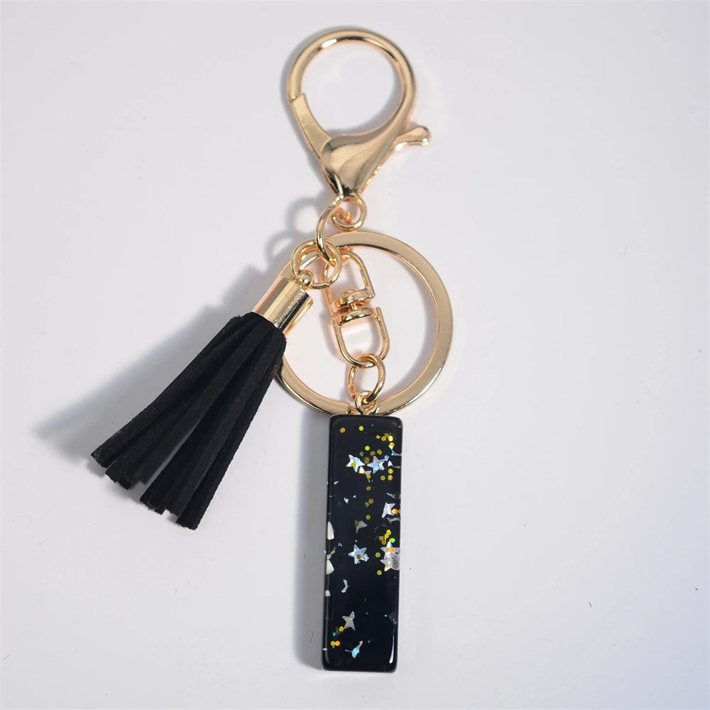 Glitter Initial Tassel Keychain (A–Z)