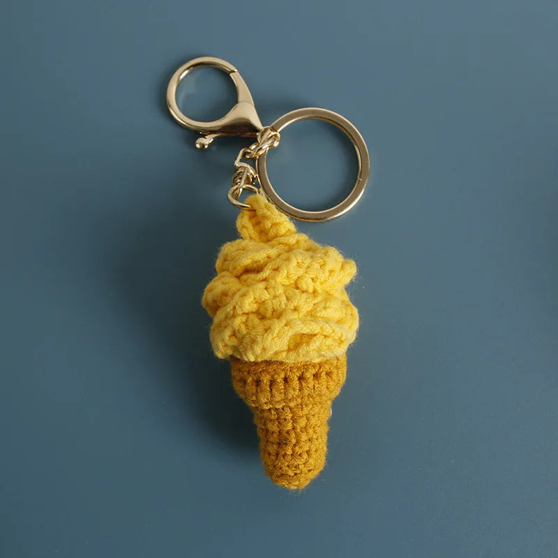Crochet Ice Cream Cone Keychain