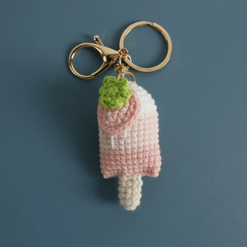 Crochet Ice Cream Cone Keychain