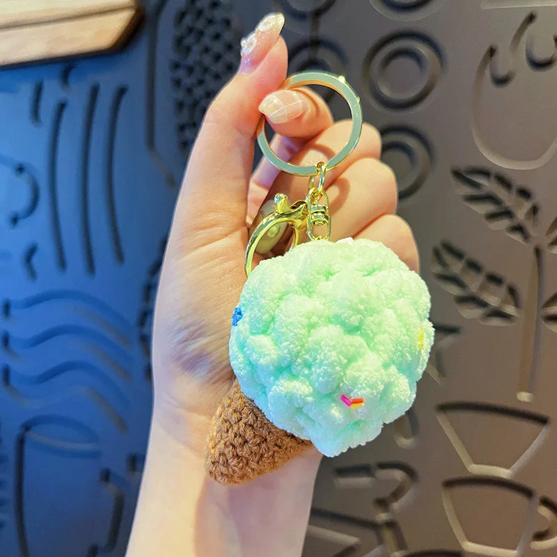 Crochet Ice Cream Cone Keychain