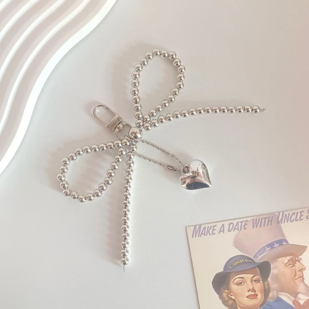 Pearl & Lace Bow Bag Charm