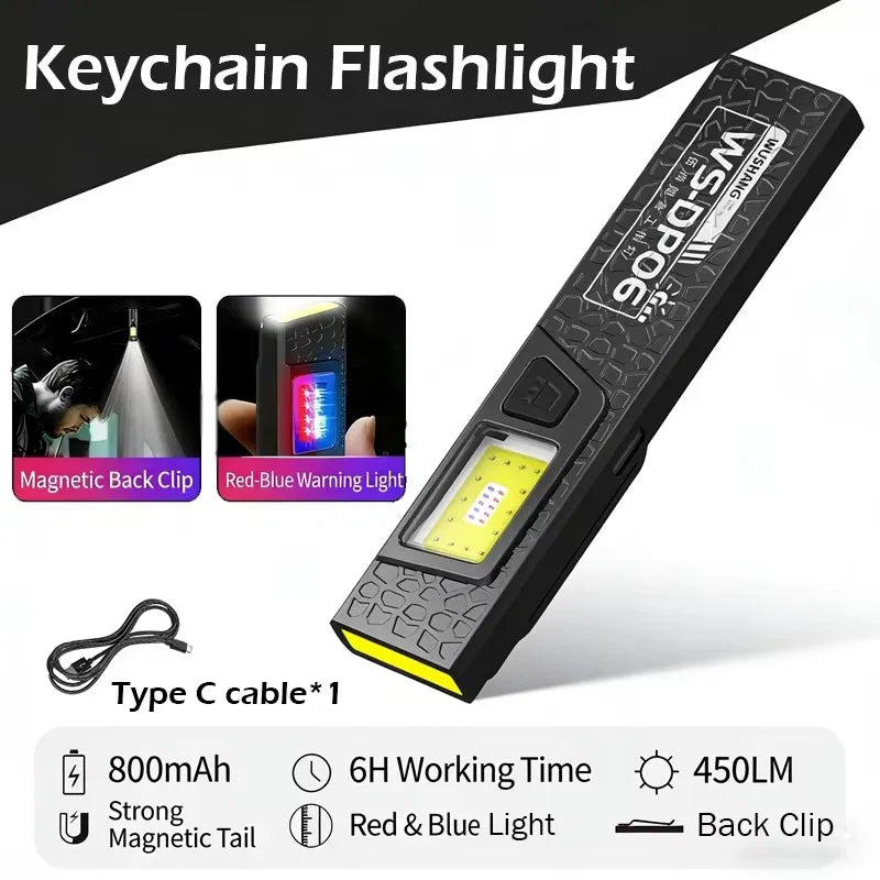 Powerful Mini COB LED Keychain Flashlight