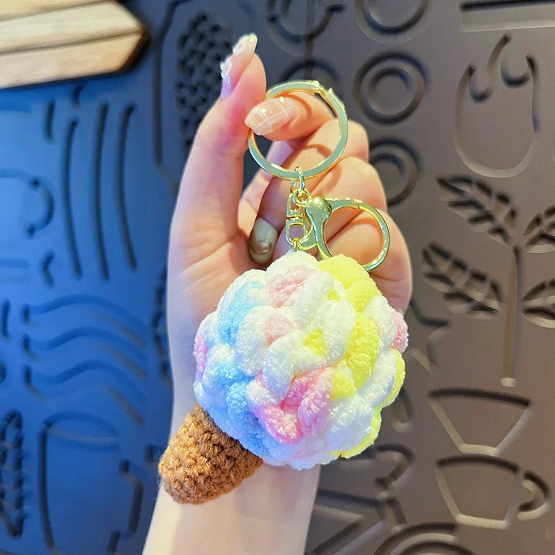 Crochet Ice Cream Cone Keychain