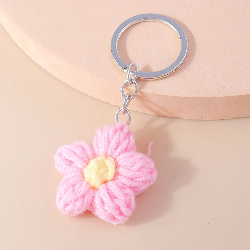 Crochet Strawberry & Daisy Keychain