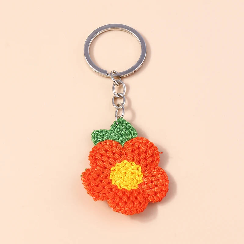 Crochet Strawberry & Daisy Keychain