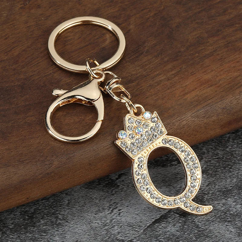 Rhinestone Initial Keychain